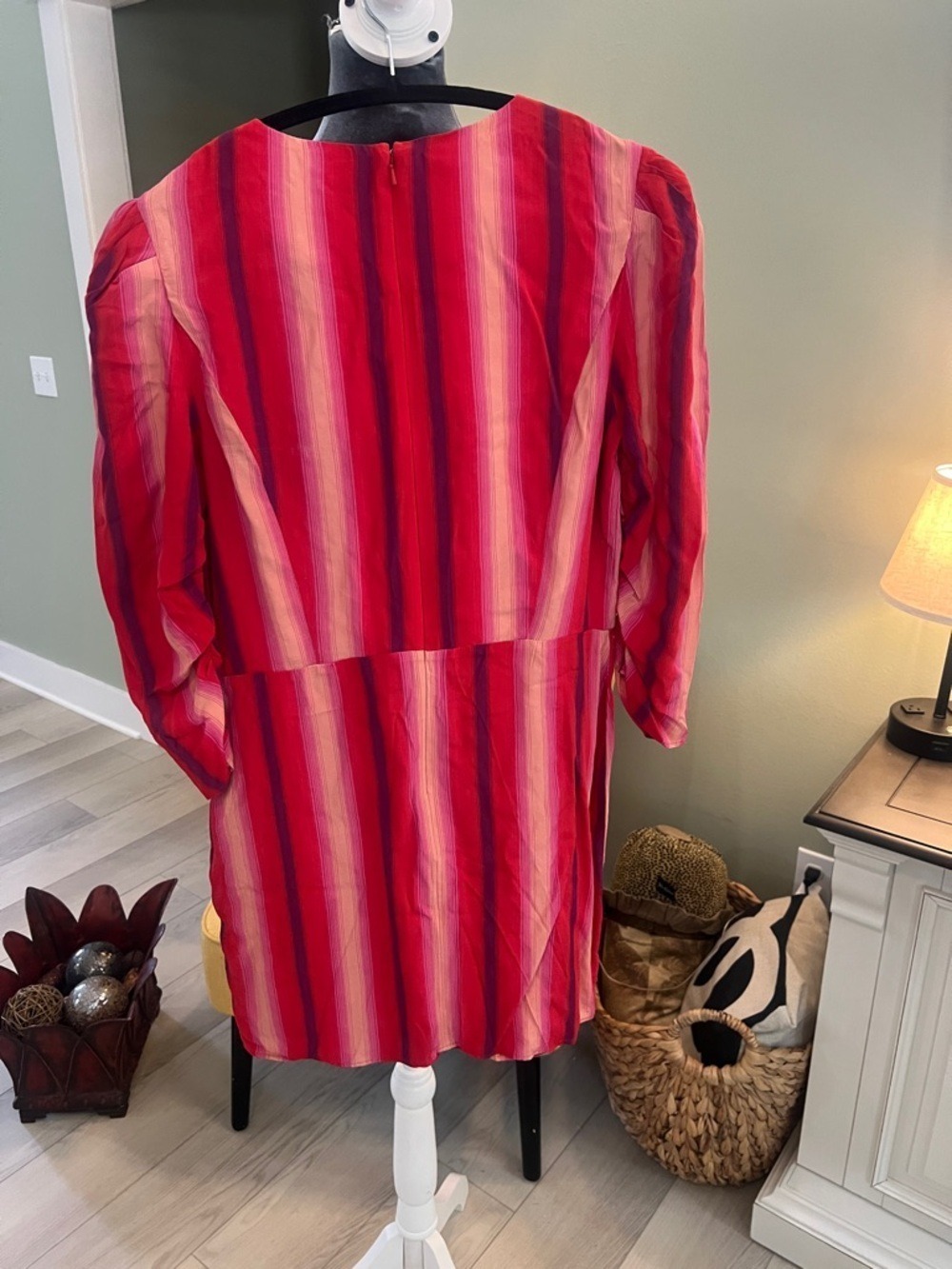 Something Navy Red and Pink Striped Long Sleeve Dress - Picture 3 of 7